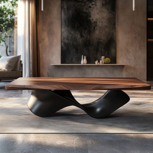 Table basse en bois et métal – Design contemporain sculptural