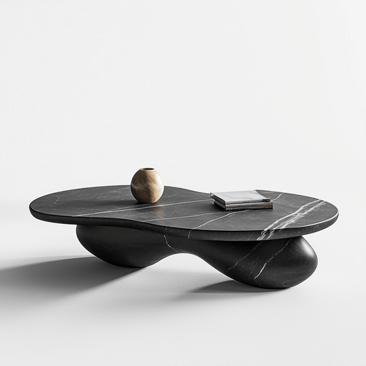 Table basse ronde en céramique noire