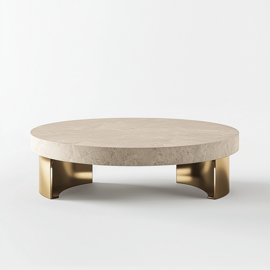 Table basse en céramique beige pieds dorés